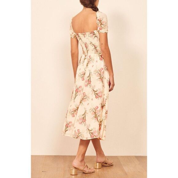 Reformation Inka Dress in Leila Off Shoulder Smocked Floral Womens Size L Large - Picture 8 of 12